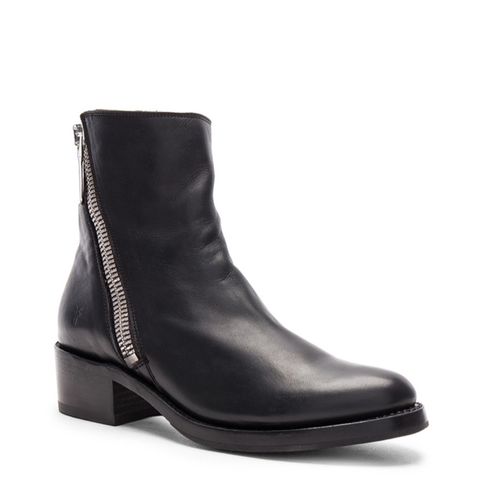 Frye Demi Zip Black Leather Chelsea Ankle Bootie - Picture 11 of 11